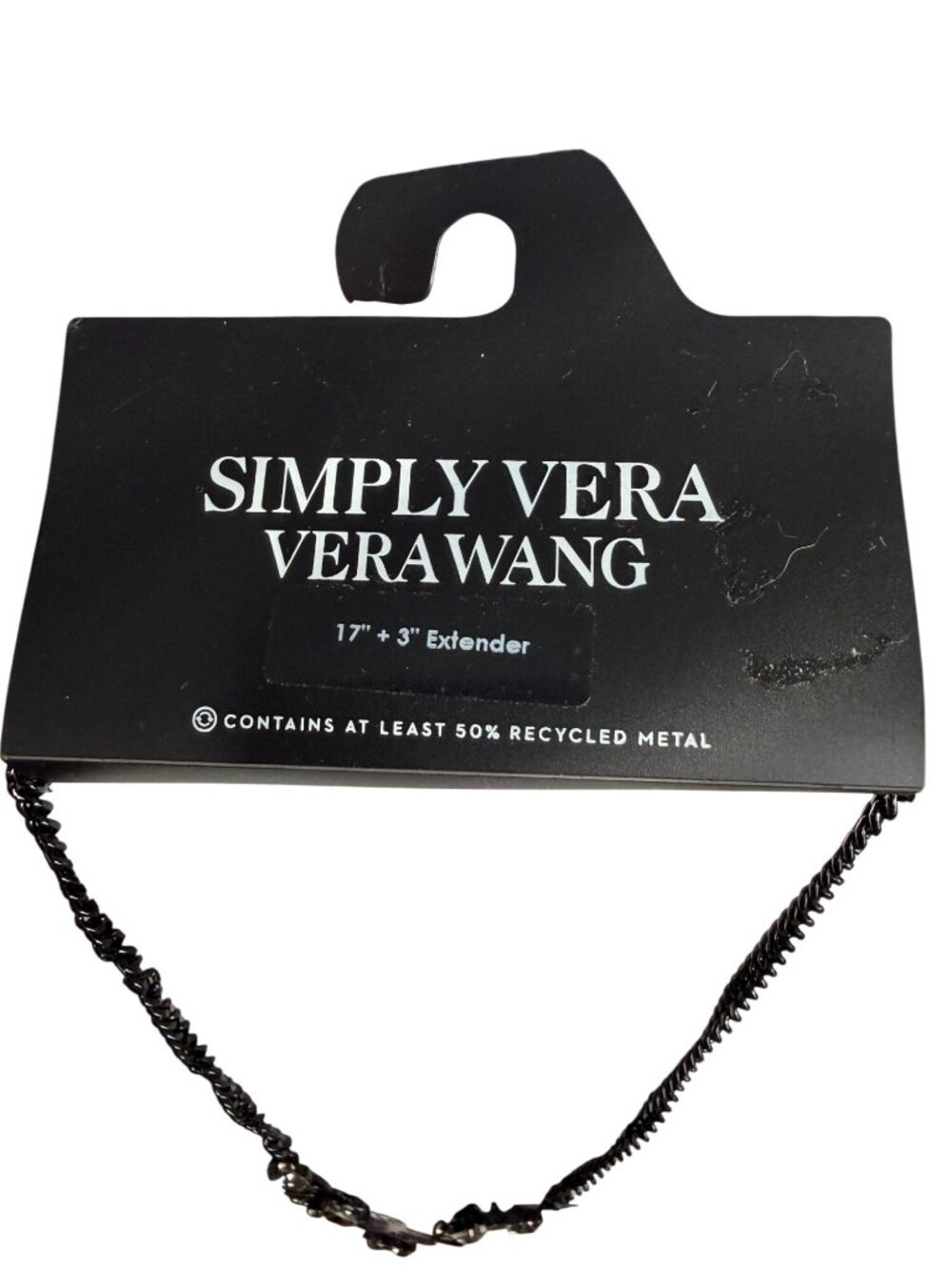 NEW Simply Vera Vera Wang Black Wire Flower Necklace Rhinestones Chain Goth - Picture 4 of 6